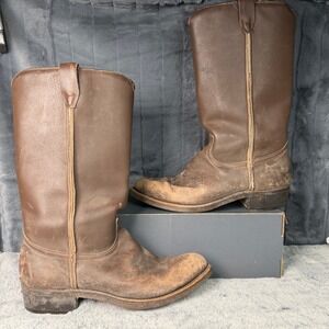 Durango 4120 Mens Vintage Brown Leather Western Snake Boots Made in USA Size 11